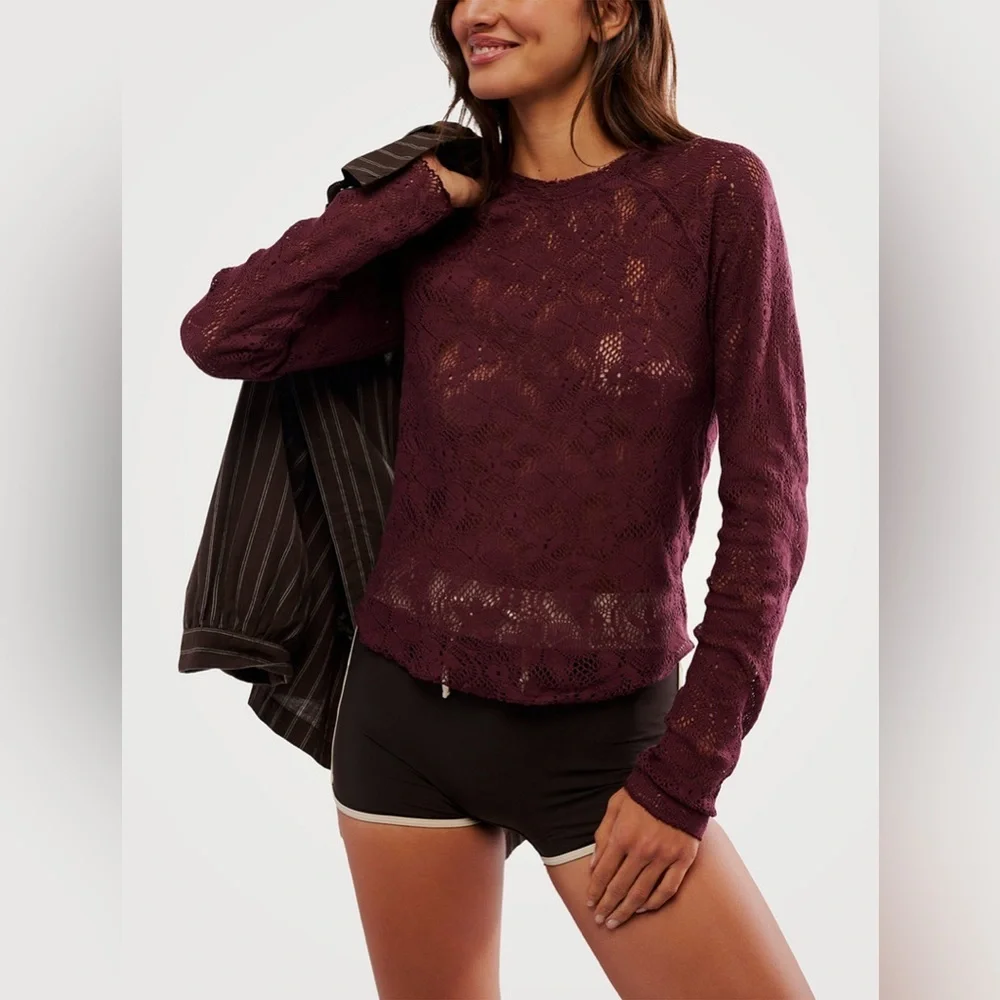 Free People In The Meadow Lace Top in Port Royal, Size Small